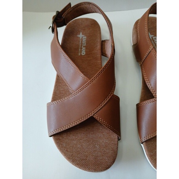 Eastland Coastal Backstrap Slide Sandal Womens 10M Brown Strappy Side Buckle - Picture 2 of 16